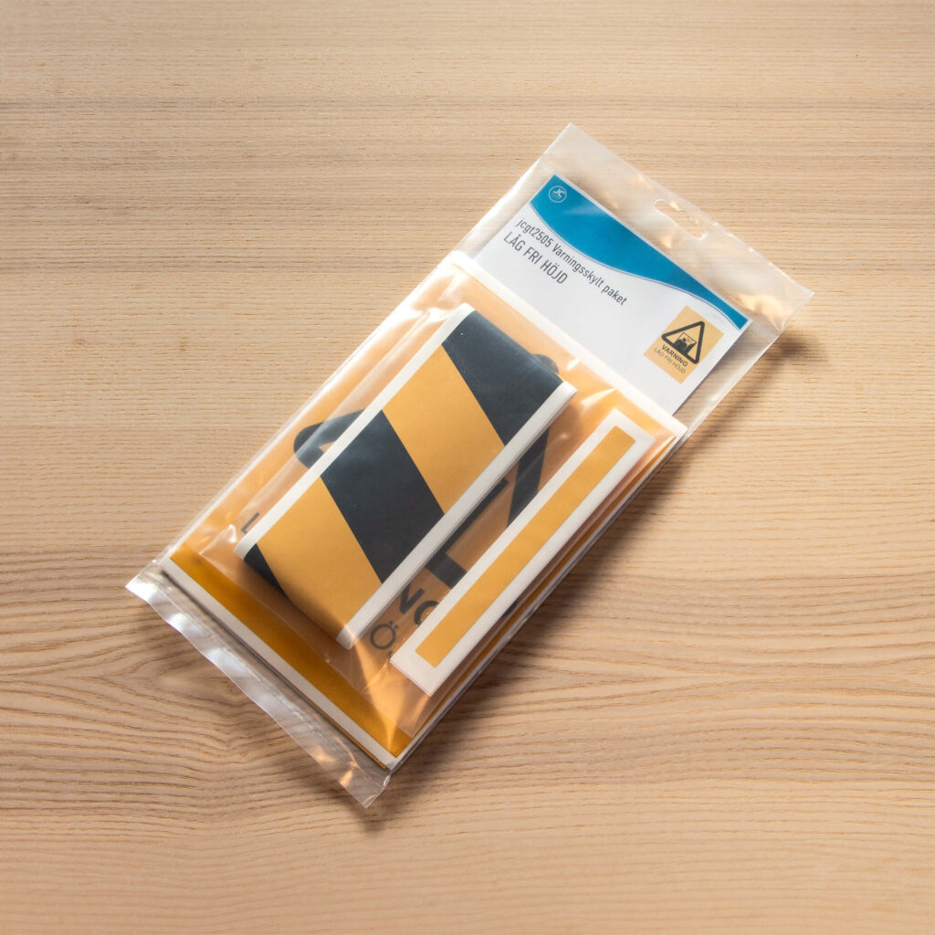 jck2505 Varningsskylt paket - Låg fri höjd